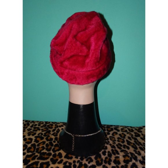 Vintage Fuchsia Pink Empress Turban Style Clochet Hat pinup retro rockabilly - Picture 6 of 10